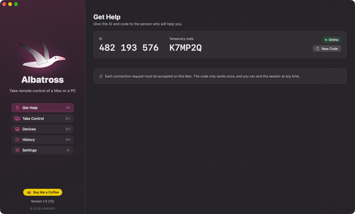 Get Help: ID and temporary code